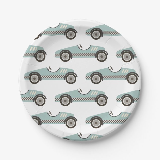 Platos de papel para cumpleaños de coche de carrer (Anverso)