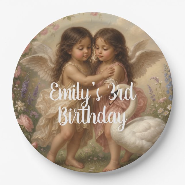 platos de papel para cumpleaños de niñas ángel sua (Anverso)