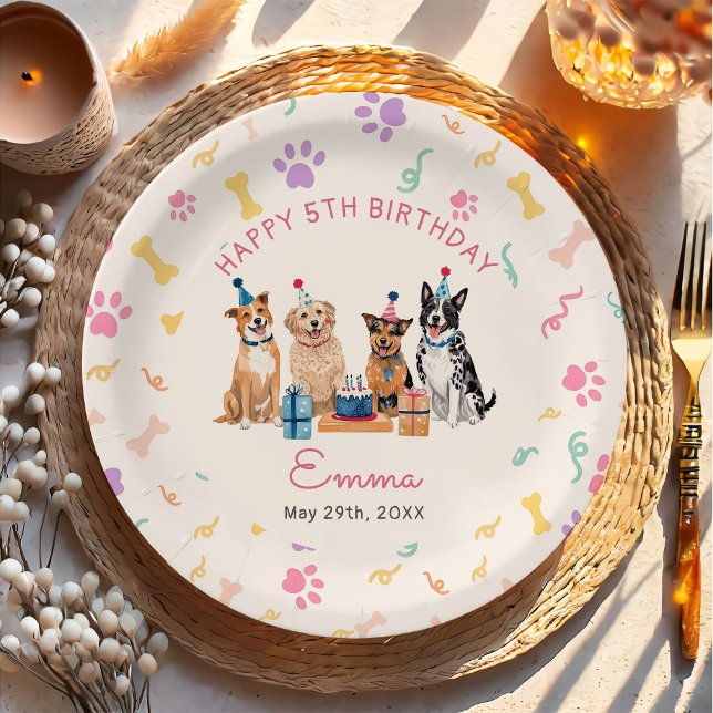 Platos de papel para cumpleaños de niñas con lazo  (Subido por el creador)