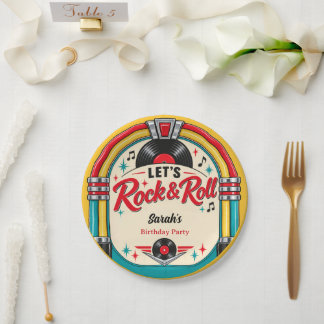 Platos de papel para cumpleaños de rock and roll r