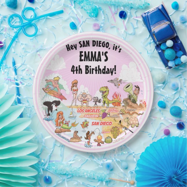 Platos de papel para cumpleaños de SoCal (Fiesta)