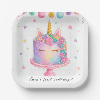 Platos de papel para cumpleaños de unicornio