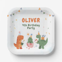Platos de papel para cumpleaños del T-rex Dinosaur