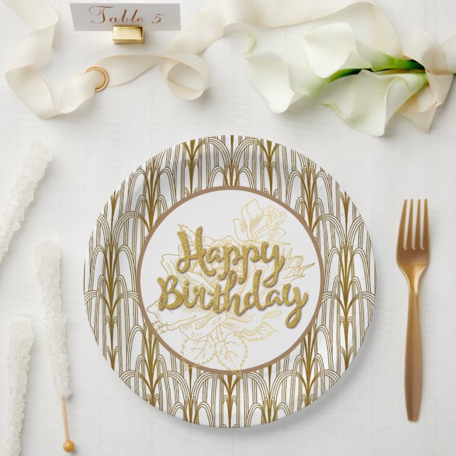 Platos de papel para cumpleaños dorados (Boda)
