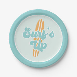 Platos de papel para cumpleaños en la playa Surfs 