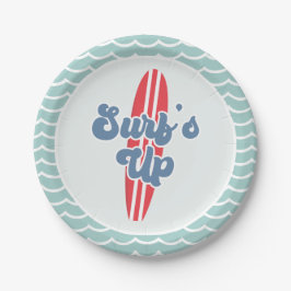 Platos de papel para cumpleaños en la playa Surfs