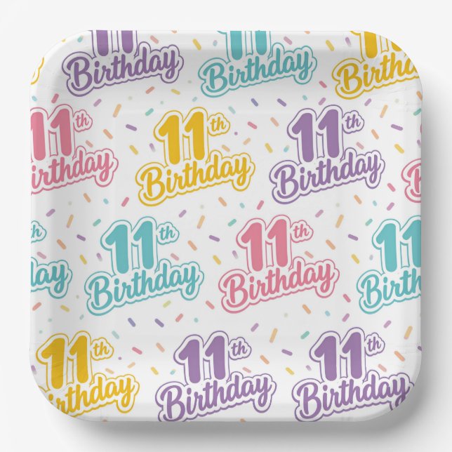 Platos de papel para cumpleaños número 11, fiesta  (Anverso)