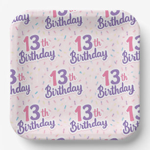 Platos de papel para cumpleaños número 13, fiesta
