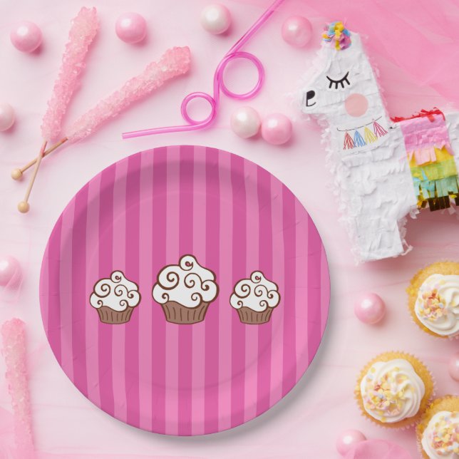 Platos de papel para cupcakes rayados (Fiesta)