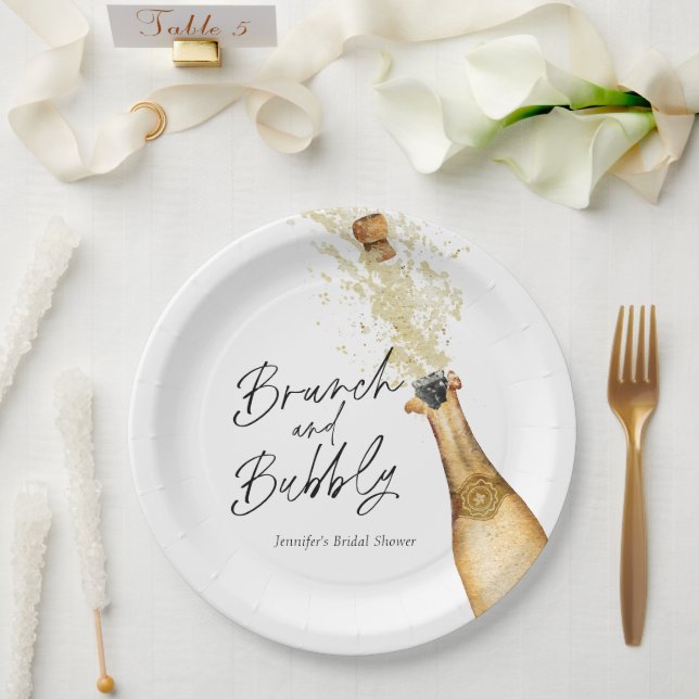 Platos de papel para Desayuno Nupcial con Burbujas (Boda)