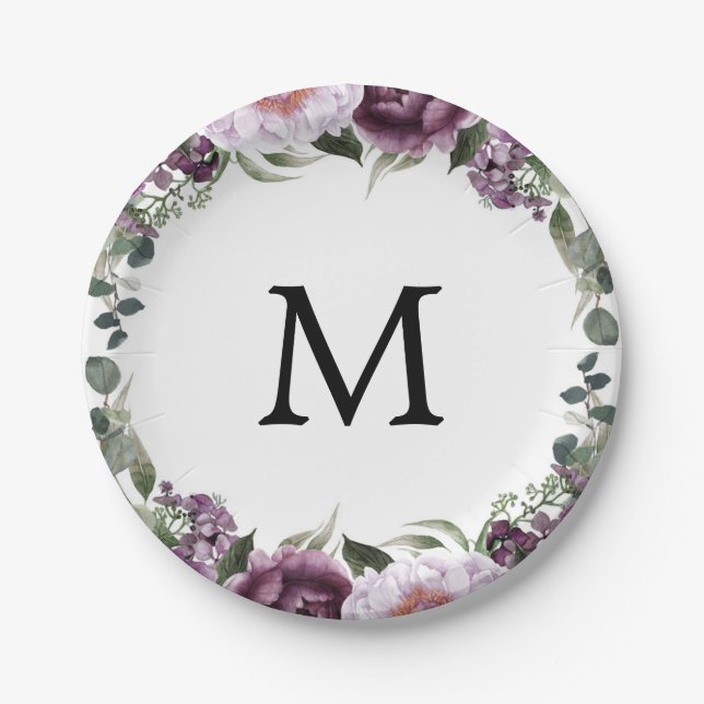 Platos de Papel para Desayuno Nupcial con Monogram (Anverso)
