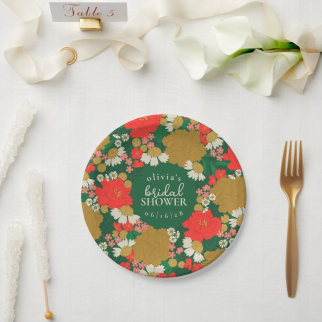 Platos de Papel para Desayuno Nupcial con Ramo Flo (Boda)
