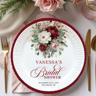 Platos de Papel para Desayuno Nupcial Floral Borgo