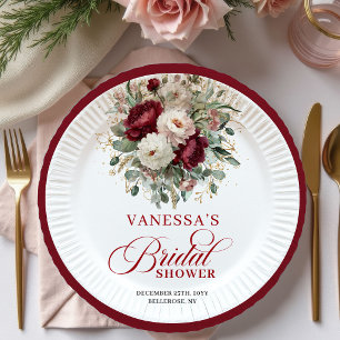Platos de Papel para Desayuno Nupcial Floral Grana