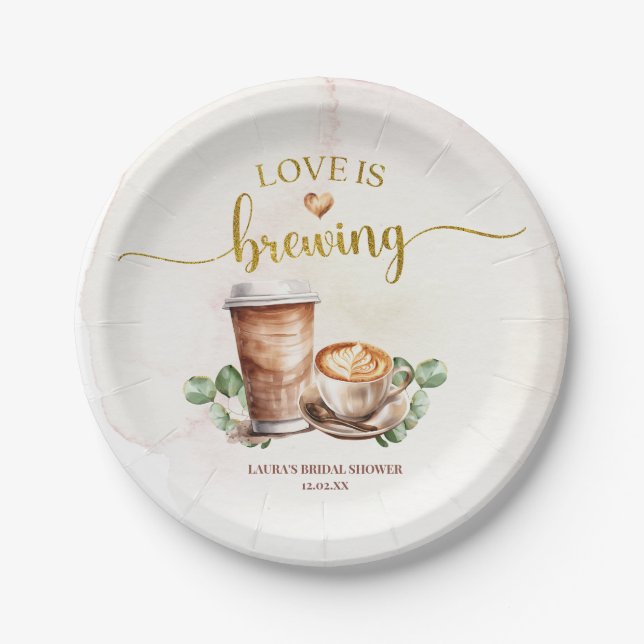 Platos de papel para despedida de soltera Coffee L (Anverso)