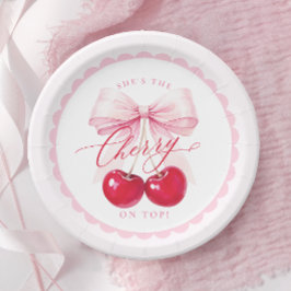Platos de papel para ducha de novia Elegant Cherry