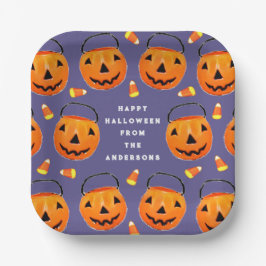 Platos de papel para dulces de Halloween personali