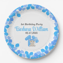 Platos de papel para el 1er cumpleaños de Girl Blu