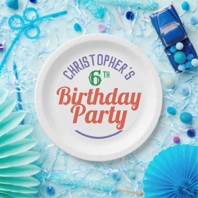 Platos de papel para el 6º cumpleaños de un niño (Fiesta)
