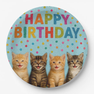 Platos de papel para el cumpleaños de gatitos, del
