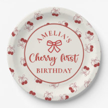 Platos de papel para el primer cumpleaños Coquette