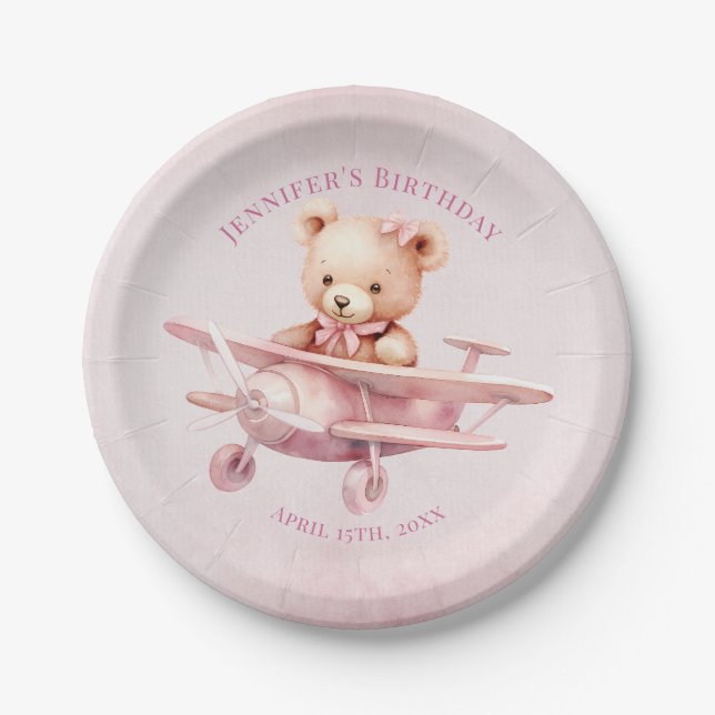 Platos de papel para el primer cumpleaños de Beary (Anverso)