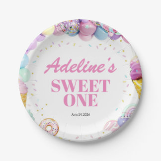 Platos de papel para el primer cumpleaños de Sweet