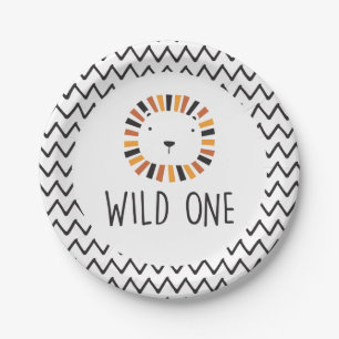 Platos de papel para el primer cumpleaños del León
