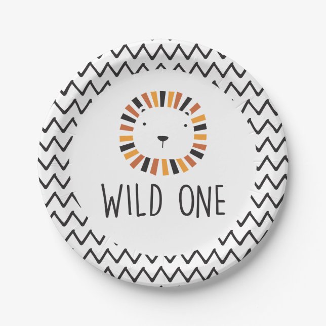 Platos de papel para el primer cumpleaños del León (Anverso)