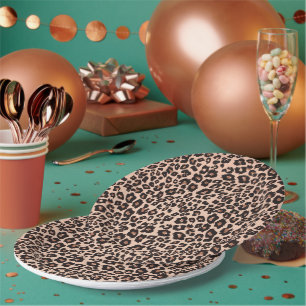 Platos de papel para fiesta con estampado de leopa