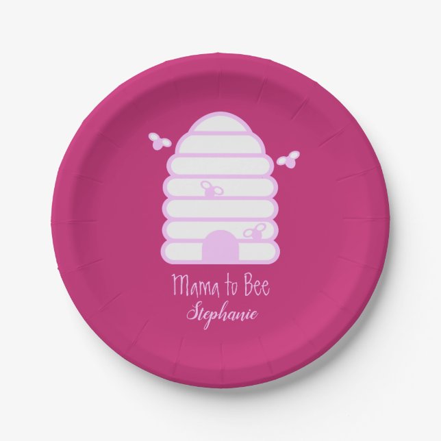 Platos de papel para fiesta de bebé Mama to Bee (Anverso)