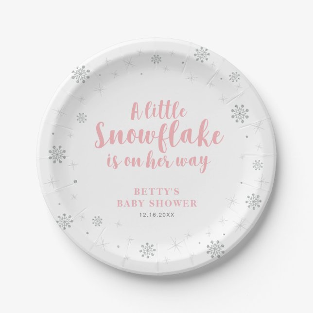 Platos de Papel para Fiesta de Bebé Nieve País de  (Anverso)