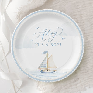 Platos de Papel para Fiesta de Bebé Niño Ahoy Es u
