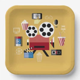 Platos de papel para fiesta de carretes de películ