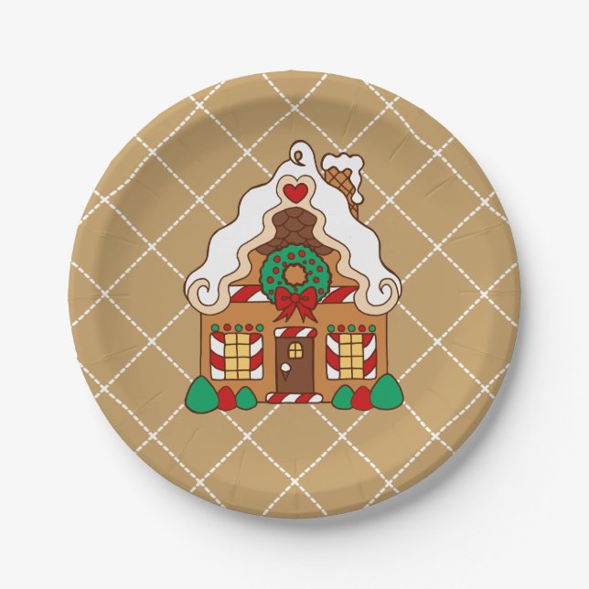 Platos de papel para fiesta de casa de jengibre na (Anverso)