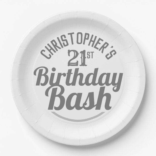 Platos de papel para fiesta de cumpleaños 21 (Anverso)