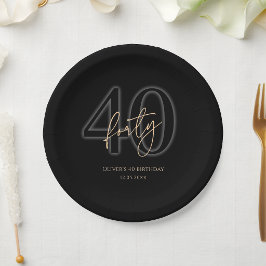 Platos de Papel para Fiesta de Cumpleaños 40 Moder
