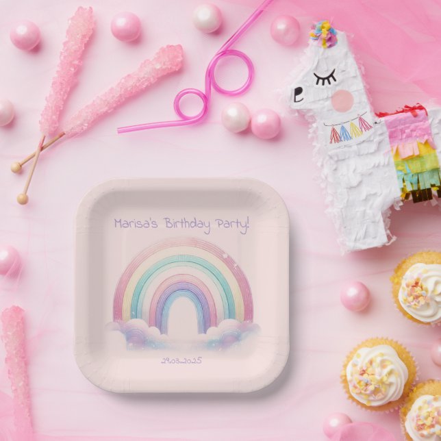 Platos de papel para fiesta de cumpleaños con arco (Fiesta)