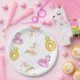Platos de papel para fiesta de cumpleaños con flot