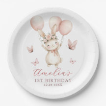 Platos de papel para fiesta de cumpleaños de conej