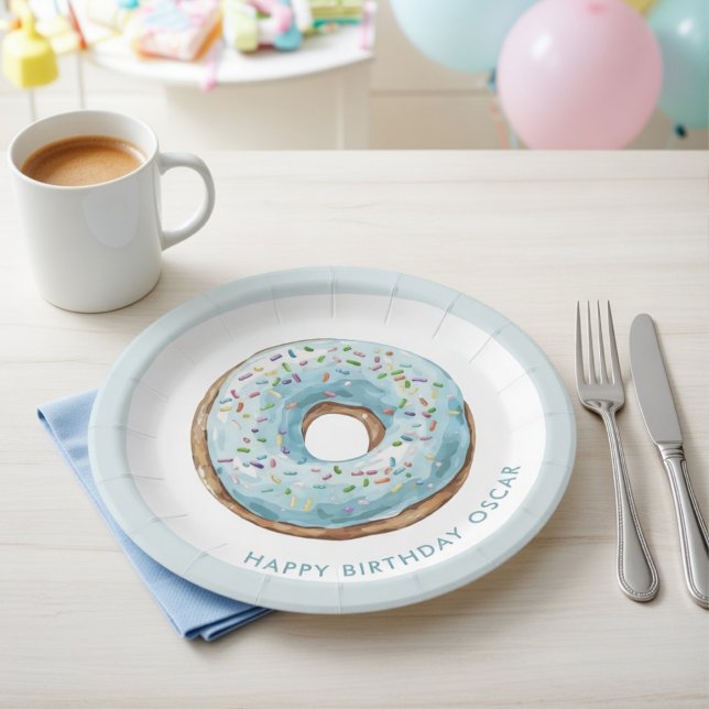 Platos de Papel para Fiesta de Cumpleaños de Donut (Subido por el creador)