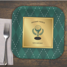 Platos de papel para fiesta de cumpleaños de golf