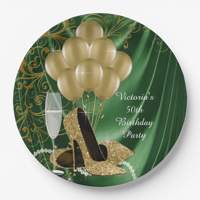 Platos de papel para fiesta de cumpleaños de mujer (Anverso)