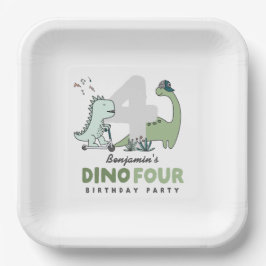 Platos de papel para fiesta de cumpleaños Dino Fou