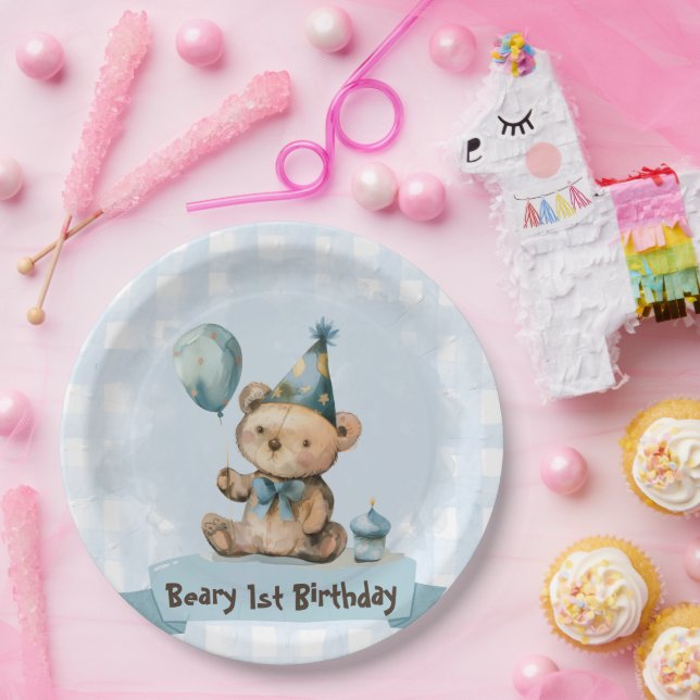 Platos de papel para fiesta de cumpleaños número 1 (Fiesta)
