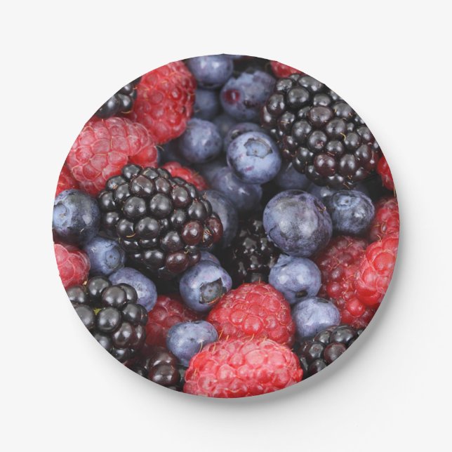 Platos de papel para fiesta de deliciosas bayas de (Anverso)