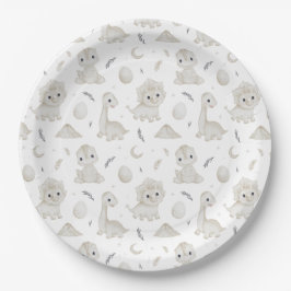 Platos de papel para fiesta de dinosaurios acuarel