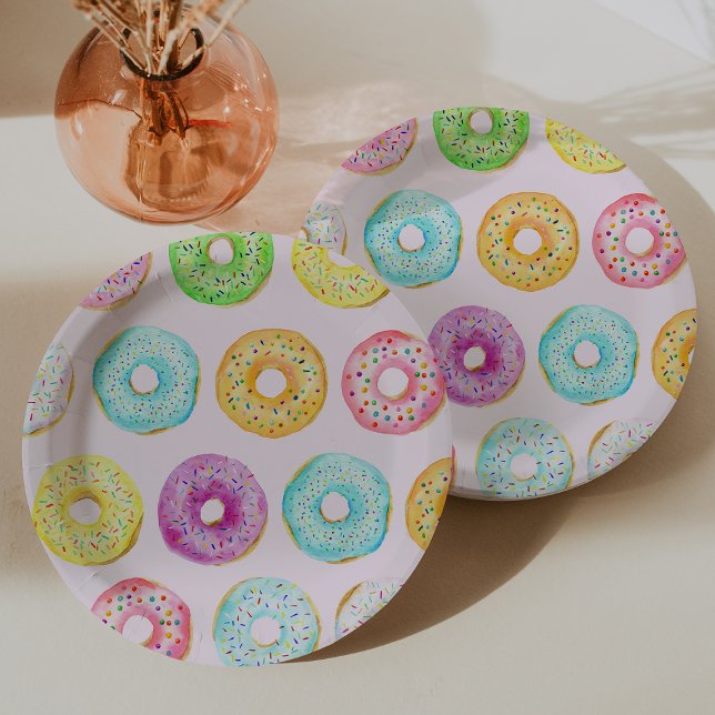 Platos de papel para fiesta de donas (Donut Party Paper Plates)