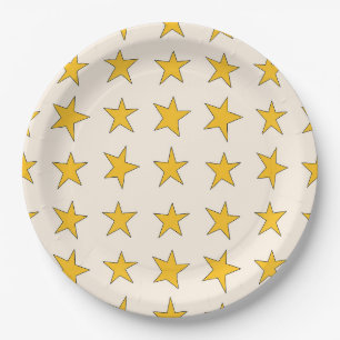 Platos de papel para fiesta de estrellas amarillas