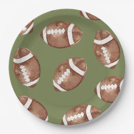 Platos de papel para fiesta de fútbol acuarela